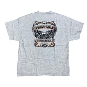 Spring Bike Rally 2015‎ T-Shirt 2XL N. Myrtle Beach SC Gray Eagle Live To Ride